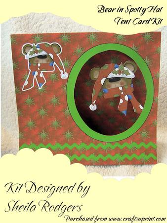 Bear in Spotty Hat Tent Card Kit
