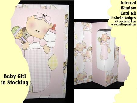 Baby Girl in Stocking Internal Window Card Kit