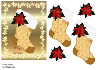 Christmas Stocking with Poinsettia
