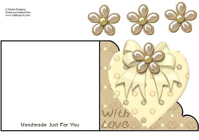Cream Heart with Gem Flower