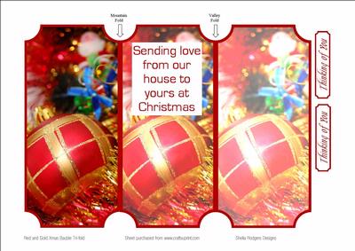 Red and Gold Xmas Bauble Tri-fold