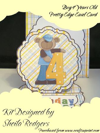 Boy 4 Years Old Pretty Edge Easel Card Kit