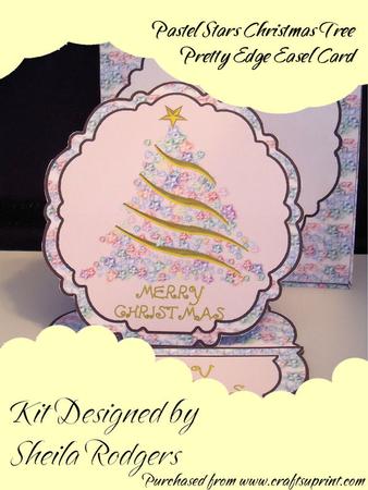 Pastel Stars Tree Pretty Edge Easel Card Kit