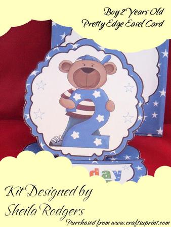 Boy 2 Years Old Pretty Edge Easel Card Kit