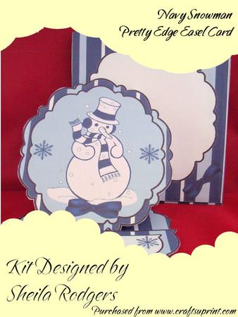 Navy Snowman Pretty Edge Easel Card Kit