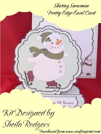 Skating Snowman Pretty Edge Easel Card