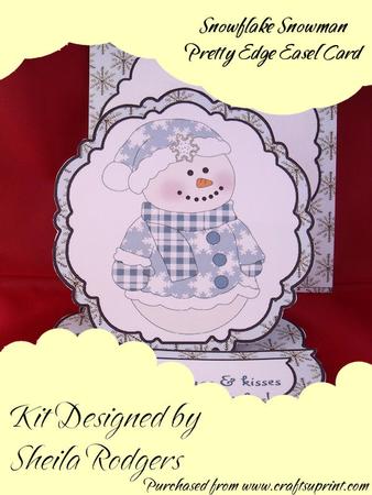 Snowflake Snowman Pretty Edge Easel Card