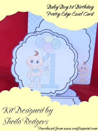 Baby Boy 1st Birthdday Pretty Edge Easel Card