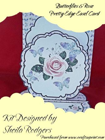 Butterflies and Rose Pretty Edge Easel Card