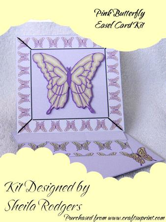 Pink Butterfly Easel Card Kit