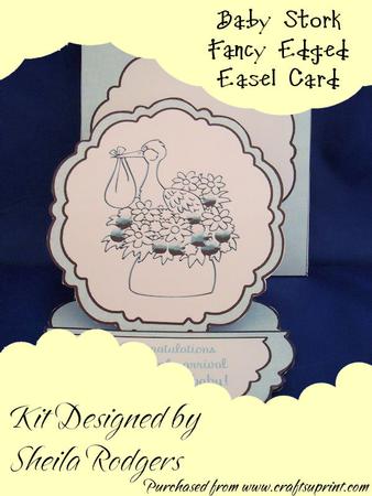 Baby Stork Pretty Edge Easel Card