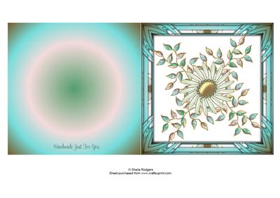 Daisy with Aqua Glass Leaves Cut and Fold