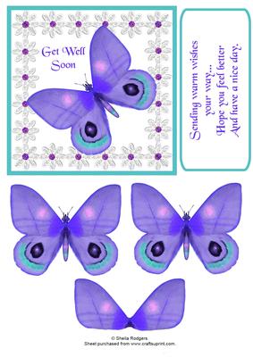Purple Butterfly Get Well Soon