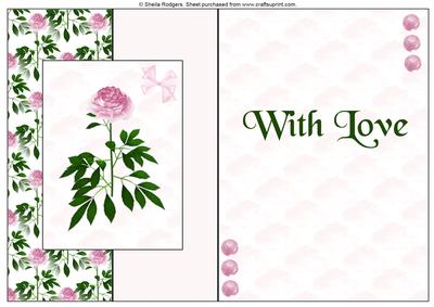 Pink Rose with Bow and Brads