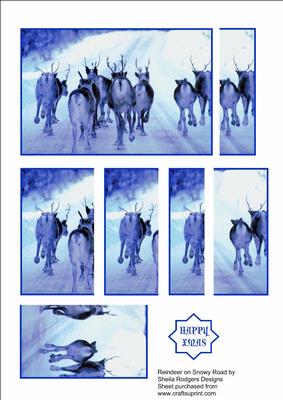 Reindeer on Snowy Road Ss