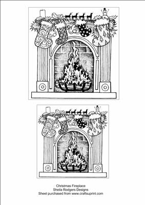 Christmas Fireplace Digital Stamps