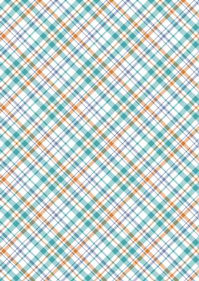 Tartan/plaid 22 in Aqua, Blue and Orange