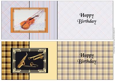 Two Musical Instrument A6 Fold Back Cards