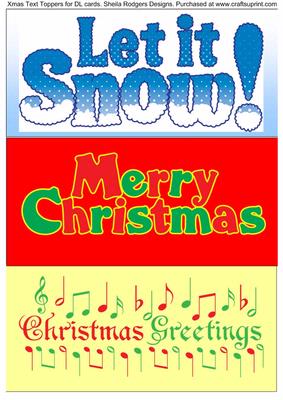 Xmas Text Toppers for Dl Cards