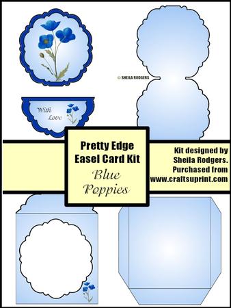 Blue Poppies Pretty Edge Easel Card Kit