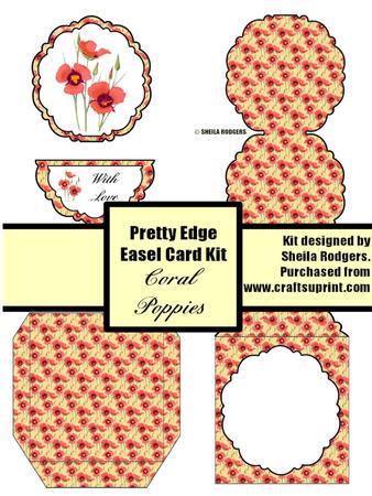 Coral Poppies Pretty Edge Easel Card Kit
