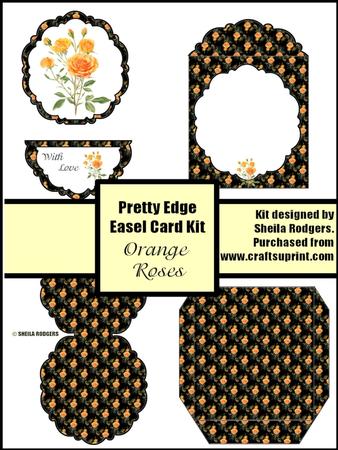 Orange Roses Pretty Edge Easel Card Kit