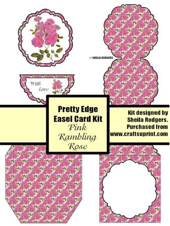 Pink Rambling Rose Pretty Edge Easel Card Kit