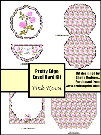 Pink Roses Pretty Edge Easel Card Kit