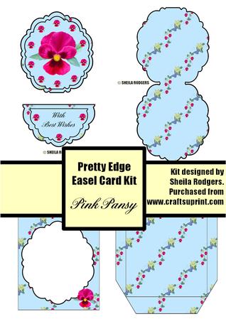Pink Pansy Pretty Edge Easel Card Kit Front