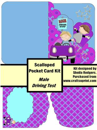 Male Driving Test Scalloped Pocket Card Kit
