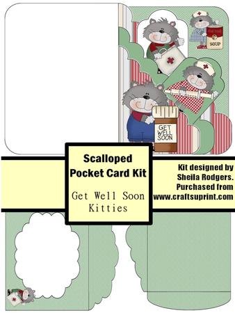 Get Well Soon Kitties Scalloped Pocket Card Kit