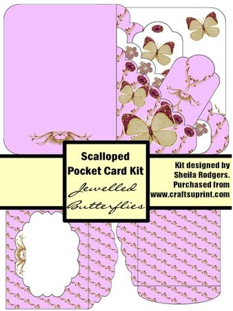 Jewelled Butterflies Scalloped Pocket Card Kit