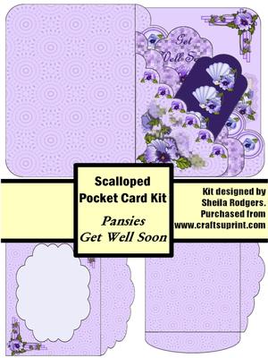 Pansies Get Well Soon Scalloped Pocket Card Kit
