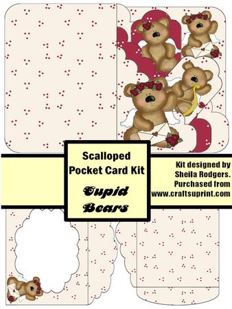 Cupid Bears Scalloped Pocket Card Kit