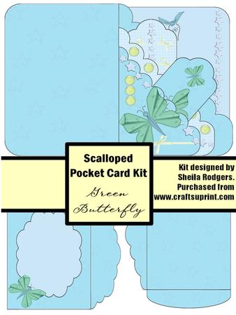 Green Butterfly Scalloped Pocket Card Kit