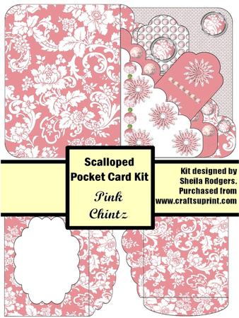 Pink Chintz Scalloped Pocket Card Kit