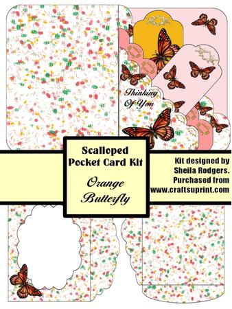 Orange Butterfly Scalloped Pocket Card Kit