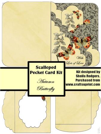 Autumn Butterfly Scalloped Pocket Card Kit