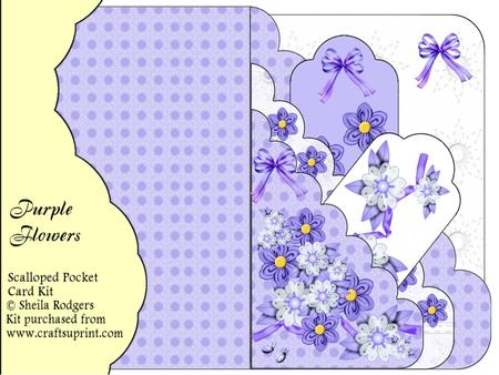 Purple Flowers Scalloped Pocket Card Kit