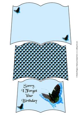 Open Book Blue and Black Butterfly Belated Birthday
