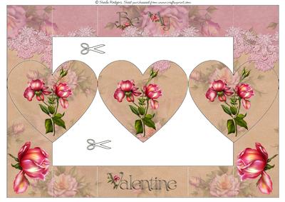 Roses and Lace Heart Tri Shutter Valentine