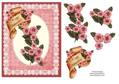 Anniversary Pink Flowers and Lace