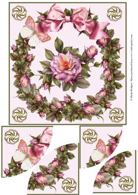 Rose Wreath with Butterfly Corner Stacker