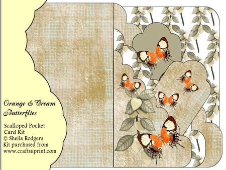 Orange and Cream Butterflies Scalloped Pocket Card Kit