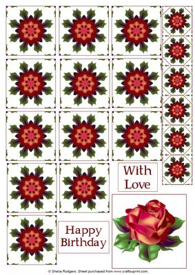 Red Rose with Tea Bag Tiles