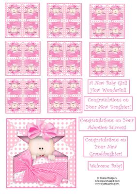 Baby Girl Topper and Tea Bag Tiles