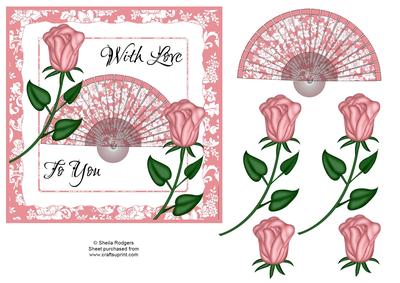Pink Roses with Fan