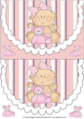 Baby Girl with Teddy Envelope Card