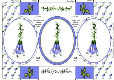 Blue Hanging Flower Oval Folded Pop Out Card