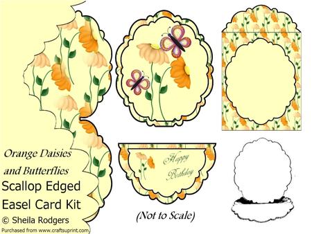 Orange Daisies and Butterflies Scallop Edged Easel Card Kit